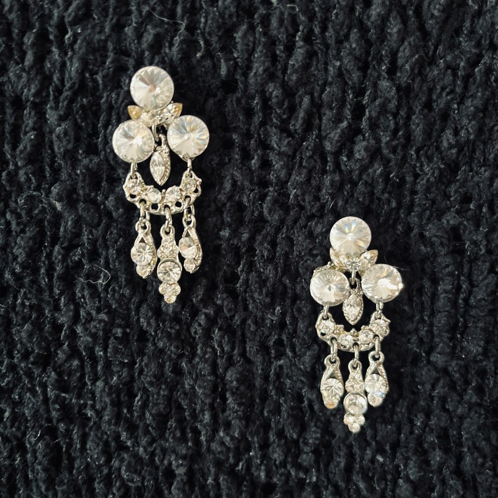 Vintage Elegant Silver Chandelier Earrings